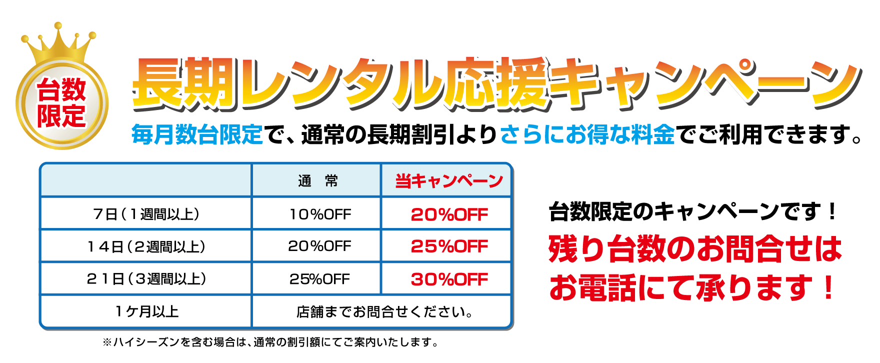 長期レンタル応援キャンペーン